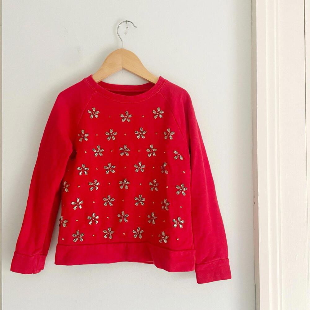 Crewcuts bedazzled flower crewneck sweatshirt